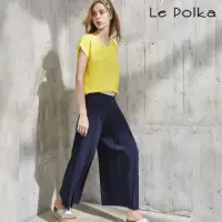在飛比找momo購物網優惠-【Le Polka】設計款造型百褶寬褲-女(長褲)