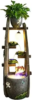 Water Fountain Outdoor Creative a Shelf for Flowers Fountain with Misting Humidifier, Indoor Outdoor Floor Standing Fountain for Home, Bedroom, Patio Decoration Outdoor Fountain(Black)