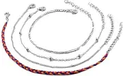 [Tummy Tub] Bracelets,Bracelet Jewellery,Anklet String Charm,Pearl Bracelet for Men Style Color Pcs/Set Anklet Pattern of Woven Ethnic 4 Retro Chain Rope Anklet Bracelet Holder (Color : Multicolor)