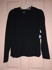 Brand New Athletic Black XXL Rayon - Polyester Long Sleeve Hooded Blouse