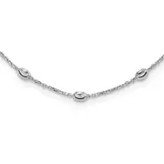 Sterling Silver Rhodium-Plated Diamond-Cut Beaded Necklace