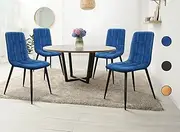 ALFORDSON Velvet Dining Chairs Set of 4, 4pcs Channel Tufting Kitchen Chair, Metal Legs & Floor Protector, Reading Seating for Home Cafe Coffee Table, 150kg Capacity, Haug Brown