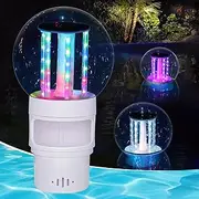 Covfirst Solar Pool Chlorine Floater with Lights, Collapsible Chlorine Tablet Floater Fits Up to 4 Pieces 3 Inch Tabs, 9 Inch Adjustable Flow Floating Chlorines Dispenser for Pool Hot Tub Spa