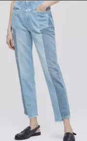 NWT Closed Patchwork 2-Tone Heritage High Rise Jean 28 Candiani Organic Cotton