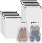 [TCSYLSC] 20 Pcs Shoe Bags for Travel, Dustproof Shoe Travel Bag, Waterproof Shoe Travel Bags for Packing with Drawstring, Clear Shoe Bags for Men and Women