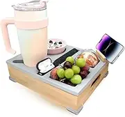 Bamboo Couch Cup Holder Tray - Couch Caddy & Organizer, Sofa Caddy, Drink & Snack Tray, Bamboo Sofa Tray, Couch Buddy Caddy, Bed Cup Holder, Tray for Couch, Bed Food Tray & Remote Holder