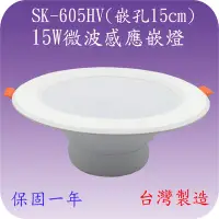 在飛比找Yahoo!奇摩拍賣優惠-【豐爍】SK-605HV  15W微波感應嵌燈(嵌孔15cm