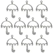 10Pcs Umbrella Shaped Alloy Open Back Bezel Pendants Resin Frame, Black