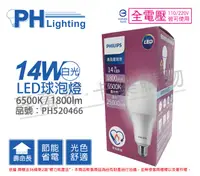 在飛比找PChome24h購物優惠-(3入)PHILIPS飛利浦 LED 14W 6500K 白