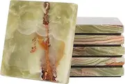 Radicaln Marble Coaster Plates Square 3.5" Inches Green Onyx Handmade Coaster Set of 6 for Kitchen Accessories Car Cup Coasters & Coaster for Drink Coaster Holder for Coffee Bar Accessories