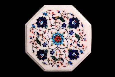 18'' White Marble Malachite Coffee Side Table Top Mosaic Kitchen Inlay antique