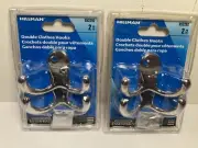 Hillman Hardware Essentials 852292 Double Clothes Hooks Nickel Finish Lot Of 2