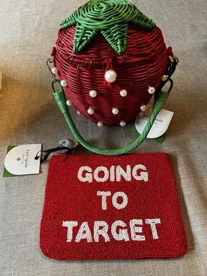 Kate Spade x Target Wicker Strawberry Bag Beaded Clutch Going to Target Set 2