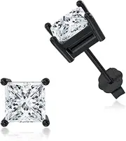 [Freesloth] Black Stud Earrings for Men 925 Sterling Silver CZ Earrings Black Jewelry Gift for Men Women Wife, /, Sterling Silver, Cubic Zirconia