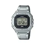 💦CASIO卡西歐-戶外運動防水鋼帶小銀塊-W218HD-悠遊卡手錶(一卡通手錶)