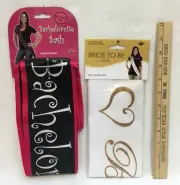 Bachelorette Sash Party Bride To Be Gold & White - Black & Pink Lot 2 Parties