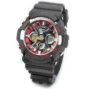 SD-1220 Water Resistant Dual Time Display Quartz Sport Wrist Watch w / Compass - Black + Red