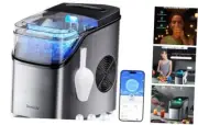 Smart Ice Maker Countertop, Portable Ice Machine with Voice Control, 9 Silver