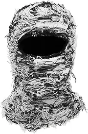 [Croogo] Distressed Balaclava Ski Mask Balaclava Windproof Shiesty Yeat Mask Full Beanie Face Mask Cold Weather Neck Warmer, Ly03-black White, One Size