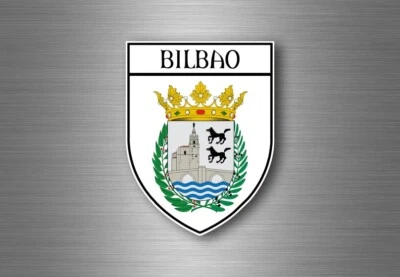 Sticker decal souvenir car coat of arms shield city flag spain bilbao