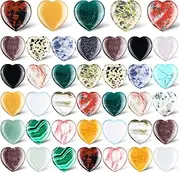 40 Pcs 1 Inch Worry Stones Heart Love Healing Crystals Bulk Heart Stones Assorted Stone and Crystals Mini Pocket Witch Palm Stones for Witchcraft Reiki Balancing Heart Shaped Rocks for Home (Elegant)