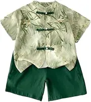 [MEIOOFIC] Hanfu Children's Summer Chinese Short-Sleeved Suit - Boys Traditional Tops and Pants Two-Piece Clothing Thin Section