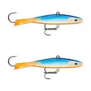 2x Rapala 9cm Jigging Shadow Rap Vertical Ice Jig Fishing Lure -Blue Silver Red