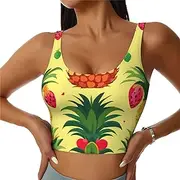 [EdWal] Pineapple Print Sports Bras for Women Seamless Sports Bra, Wirefree Padded Workout Yoga Gym Fitness Bra