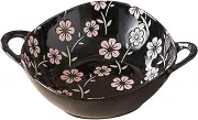 Soup Bowls with Handles Noodle Ramen Curry Bowl,Large Ceramic Ramen Bowl,Deep Onion Soup Bowl Oven Safe,Microwave Safe Serving Bowl.-White-Fish(25x20x7cm)(Color:Black)
