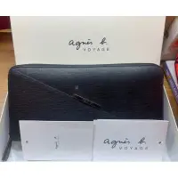 在飛比找蝦皮購物優惠-《二手》日本購入 agnes b 正品真皮皮革 黑色 防刮 