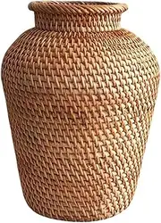 Rattan Vase Style Handmade Woven Plant Flower Vase Basket for Home Decor