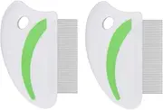 Brillirare 2 Pack Flea Lice Comb, Stainless Steel Dog Cat Grooming Combs with Rounded Teeth, Professional Pet Tear Stain Remover, Dematting Tool for Small, Medium & Large Pets