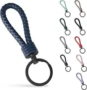 SERASAR | Leather Keychain [Strong] with Stainless Steel Key Ring - Additional Rings for Small Keys - With Gift Box