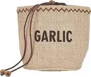 Natural Elements Eco Garlic Storage Bag with Drawstring, Jute / 100% Cotton, Black