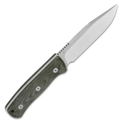 QSP Knives Bison Fixed Blade 134-C Knife D2 Semi-Steel & Green Micarta