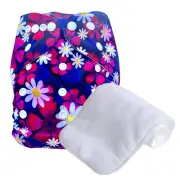 Reusable Washable Baby Cloth Nappy Nappies Diaper Waterproof Free Insert Flower