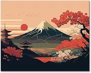 Rebotipy DIY Paint by Numbers, Landscape Adults' Paint-by-Number Kits on Canvas, Japanese Style Paint by Numbers Kit for Adults Kids and Beginner, 16X20 Inch Flameless Adult Paint by Numbers