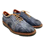 Allen Edmonds Men Oxford Shoes 9 Blue Leather Orange Stitch Preppy Academia Corp