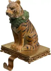 Comfy Hour Joyful Holiday Collection, Tiger Stocking Hanger with Metal Hook