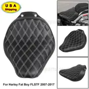 White Stitching Driver Solo Seat Saddle For Harley Fat Boy FLSTF 2007-2017 2008