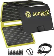 SunJack 40W Folding Portable Solar Panel Charger with Kickstands, IP67 Waterproof ETFE and DC/USB-A QC3.0 / USB-C PD30 for Cell Phone, Laptop, Power Station, Backpacking, Camping, Hiking, Emergency