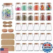 Miukada Small Glass Jars with Cork Lids 7 oz, Yogurt Jars 30 Pack, Pudding Ja