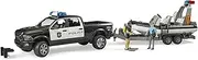 [bruder] 1:16 Light Up RAM Police Pickup & Trailer w/Boat And Figures Kids Toy 4y+