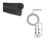 Black Kerf-Mounted Bulb Type Weatherstriping - 50 ft Roll