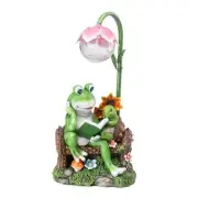 A-First Solar Garden Outdoor Statues Frog Turtle Reading Sculptures Figurine