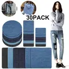 30PCS Iron On Patches Denim Fabric For Mending Reparing Kits For Denim Jeans AU