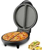 Pizza Maker Makes 2 Individual Portions Quick, Frittata Maker, Nonstick Disk Stainless Steel Dessert Maker,for Family and Kids Breakfast, Regular, Black