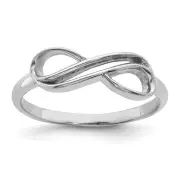 Sterling Silver Rhodium-plated Overlap Infinity Ring Size 7 Gift for Mother
