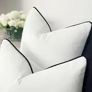 Generic Piped Seam Edge Throw Velvet Cushion Pillow Cover Case - White & Black (50 x 50 cm), SP554