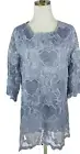 NWT SIMPLY COUTURE Womens Lacey Embroidered Overlay Lined Blue Blouse Top 2XL
